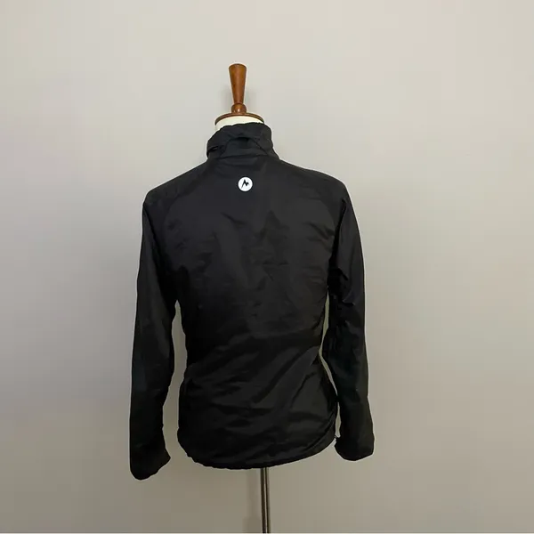 Marmot Jacket Full Zip Wind Rain Fleece Lined Lightweight Packable Pockets Black - Image 9