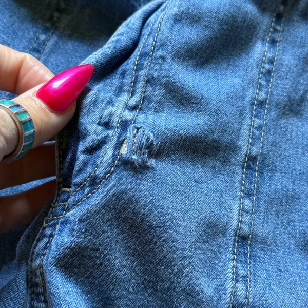 Old Navy Blue Jeans Womens 12‎ Blue Vintage Carpenter Straight High Rise Baggy - Image 11
