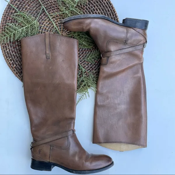 FRYE Women’s Shoes Lindsay Boots Leather Tall Brown Strap Size 7 - Image 2