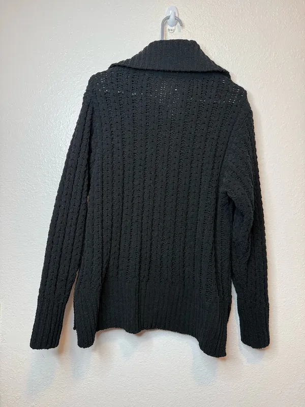 Aerie Black Cable Car Quarter Zip Chunky Cable Knit Sweater Size S Academia - Image 9
