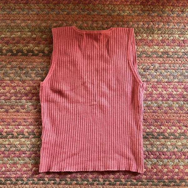 Active USA PINKISH RED RIBBED LACE UP FRONT TOP - Image 4