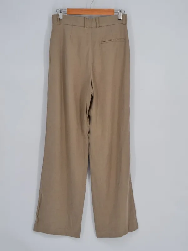 Aritzia Babaton Linen Blend Pants Womens 8 Brown High Waist Pleated Straight - Image 2