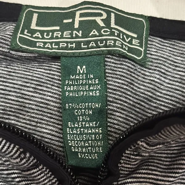 Lauren Ralph Lauren Active‎ Jacket Womens Grey Black Striped Full Zip M - Image 6