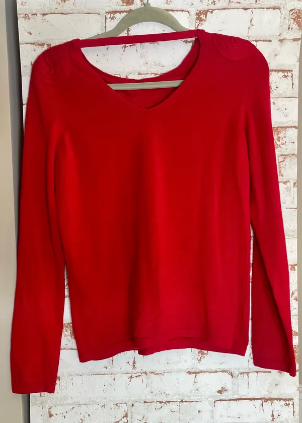 Etcetera Red Sweater with Scroll Detail in size M - Image 2