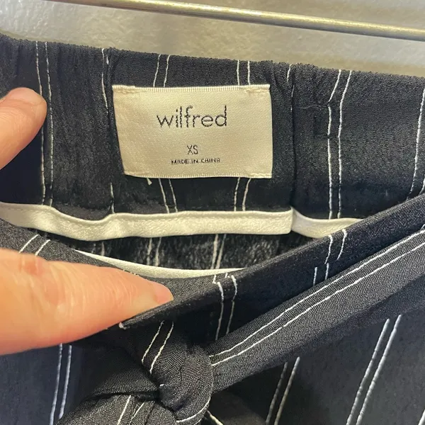Aritzia Wilfred Women's Striped Pull-On Cropped Wide Leg Front‎ Tie Pants Size XS - Image 4