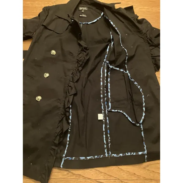 Spiegel Women’s Black Trench Coat Double Breasted Belted Lined Mid-Length 8 - Image 4
