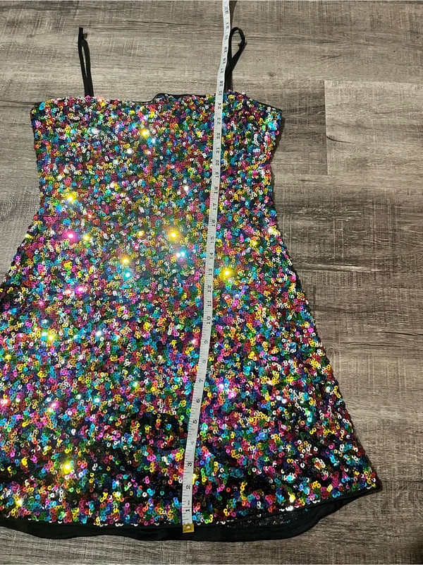 LULUS Spotlight Shimmer Black Multi Sequin Mini Skater Dress - Image 8