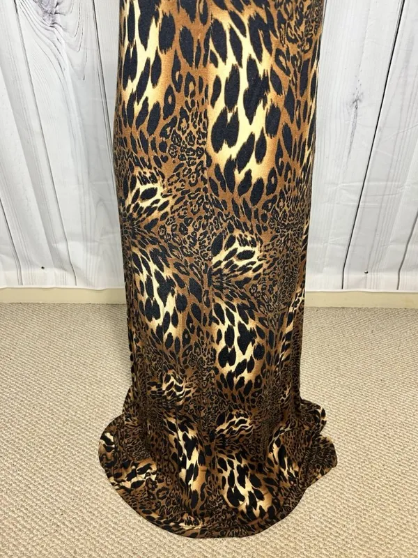 12PM By Mon Ami Maxi Dress Womens Sz S Spaghetti Strap Animal Print Knit - Image 8