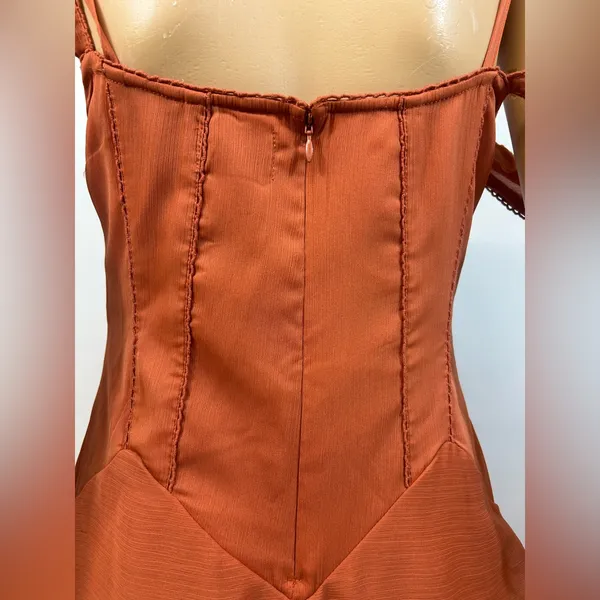 ASOS Orange Maxi Dress with Ruched Skirt Size 6 - Image 11