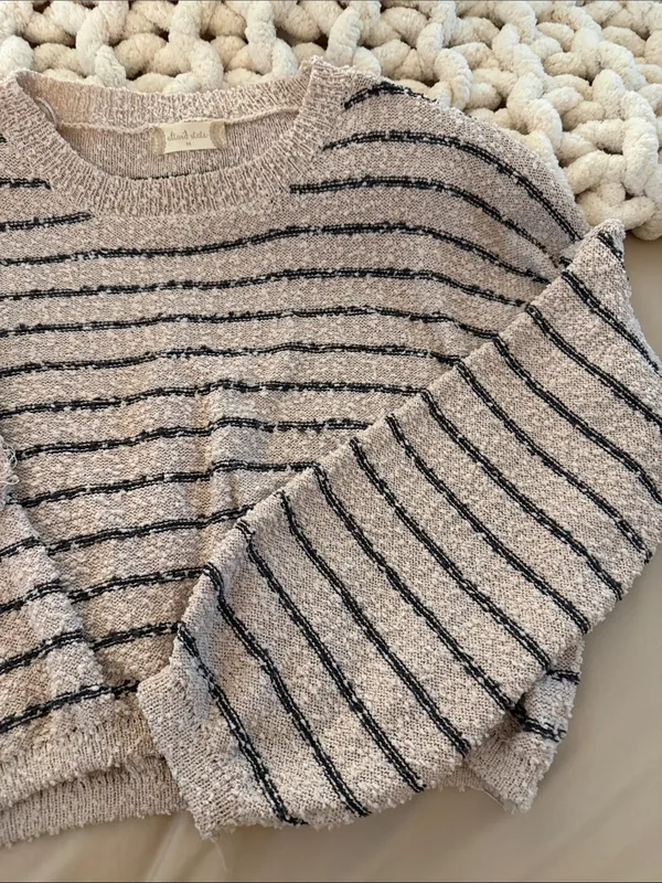 Altar'd State Striped Crewneck Sweater in Beige and Black - Image 5