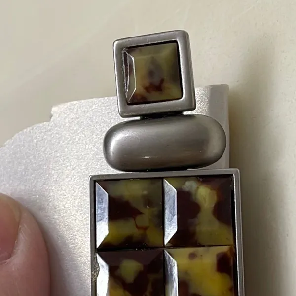 Vintage bar brooch faux Baltic amber art deco style. - Image 2