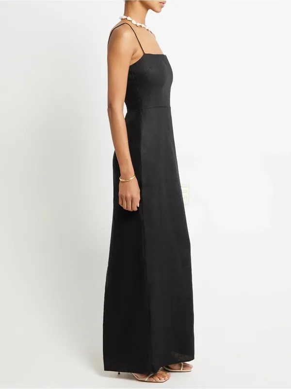 NWT o.p.t Adeline Linen Dress size 10 black linen few moda maxi - Image 6