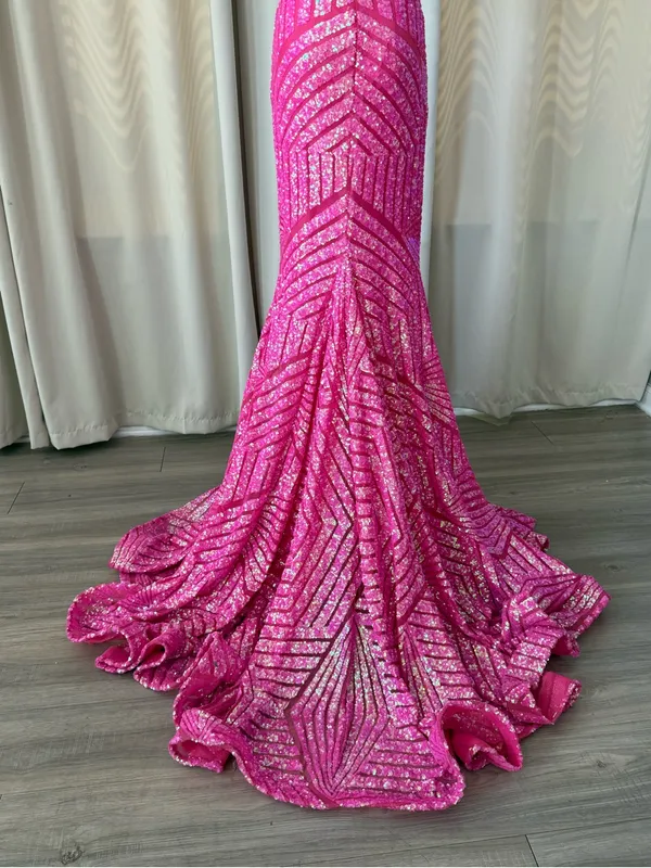 Jovani Mermaid Sequin Pattern Prom Dress - Image 6