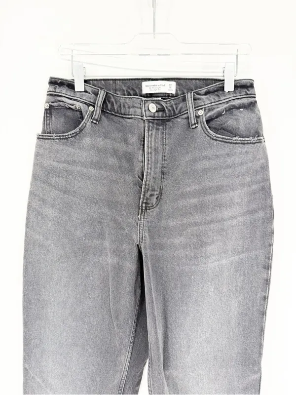 Abercrombie & Fitch‎ The 90s Straight Leg Curve Love Jeans Women's 29 Gray Black - Image 5