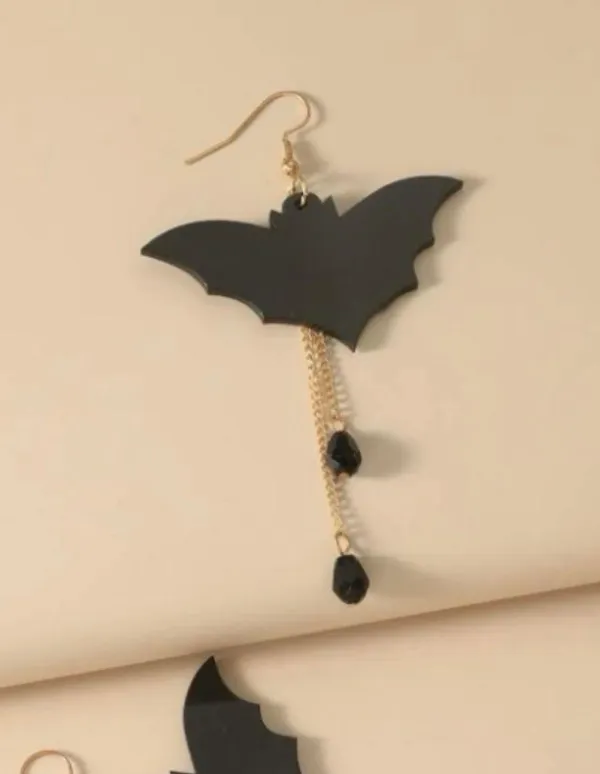 NWT Spooky Bats. Fun Halloween Pierced Earrings W Dead Dangles - Image 3
