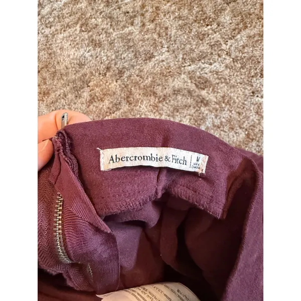 Abercrombie & Fitch Faux Burgundy Merlot Suede Paperbag Belt Mini Skirt Boho - Image 4