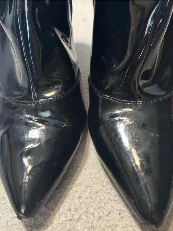 Jessica Simpson Women’s 5.5 Black Patent Pointed-Toe Ankle Boots with Side Zip - Image 4