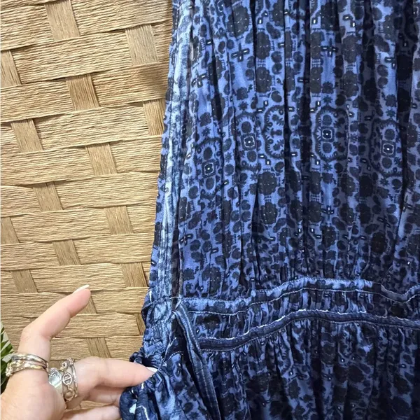 Free People Mid Summers Day Tunic Dress Side Tie Bluebell Blue Combo Size M - Image 3