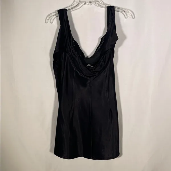 Meshki Womens Black Satin Mini Dress One Sleeve Medium - Image 5