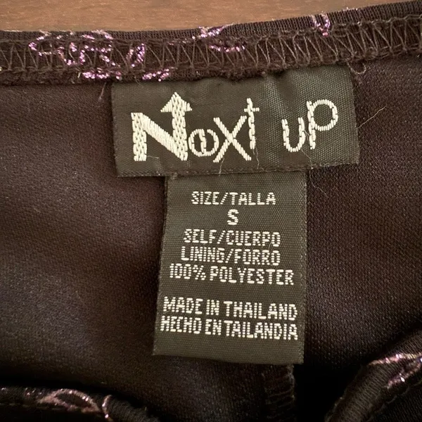 Vintage 90s Next Up Black Purple Glitter Flower Hi Lo Dress S - Image 8