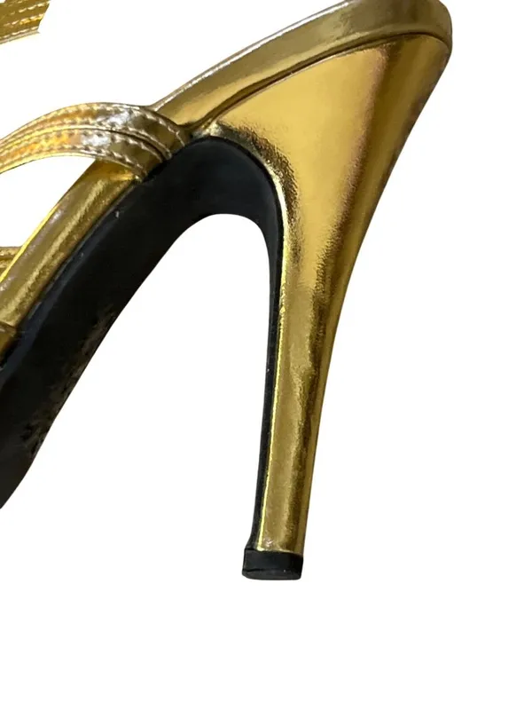 FUN Gold Gladiator Knee High Heels Strappy Sandals Women's 8 Used - Image 10