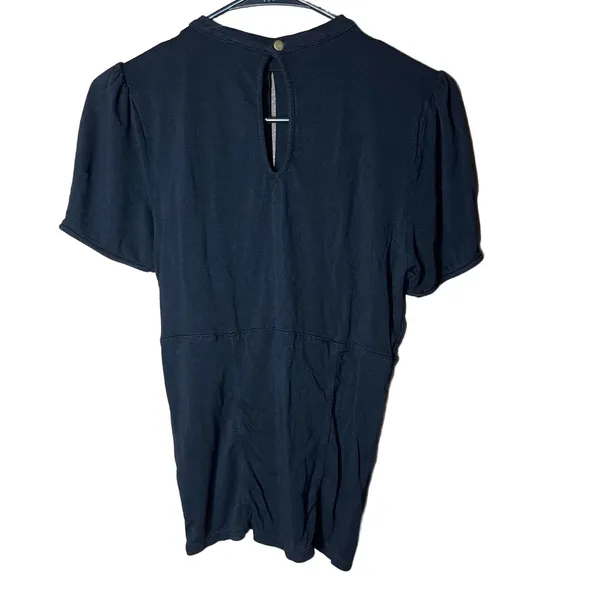 Free People Black Keyhole Neckline Short Sleeve Womens Top‎ Size M - Image 4