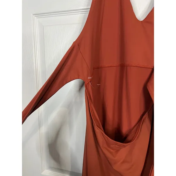 Patagonia Halter Dress Women Rust Orange Tie Back - Large - Image 4