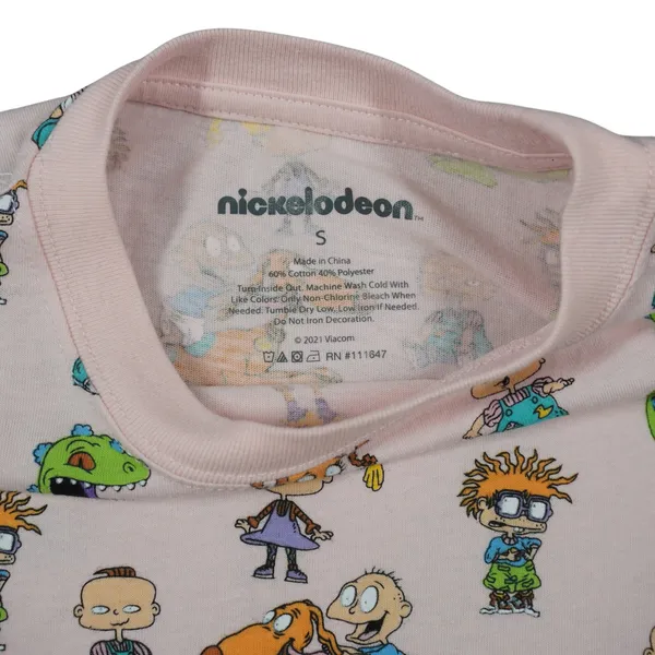 Nickelodeon Rugrats All Over Print T-Shirt Pink‎ Reptar Tommy Chuckie Y2K 90s - Image 3