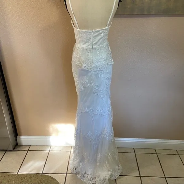 NWOT Lulus Eternal Passion White Lace Bustier Peplum Mermaid Maxi Dress - Image 5