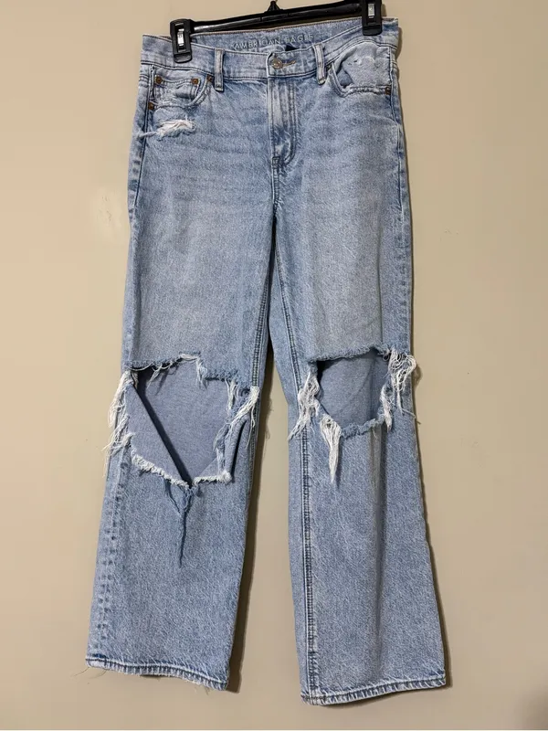American Eagle size 4 short strigid light denim distressed jeans preppy casual - Image 12