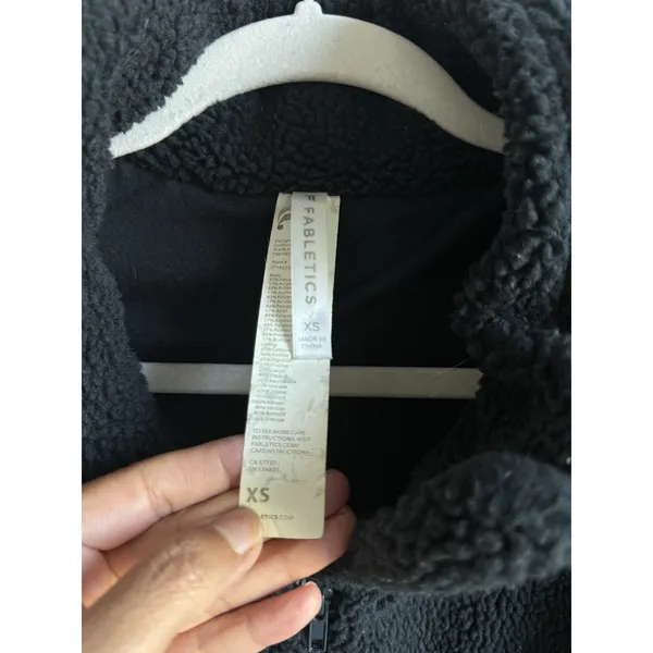Fabletics Black Teddy Lotta Cocoon Sherpa Zip Hoodie Jacket XS Oversized Warm - Image 10