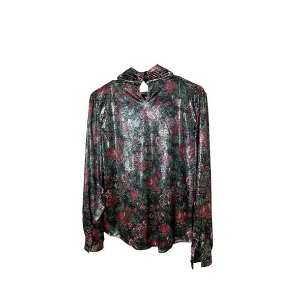 Lauren Lee Vintage Floral Long Sleeve Mock Neck Blouse Top‎ Sz 10 - Image 8