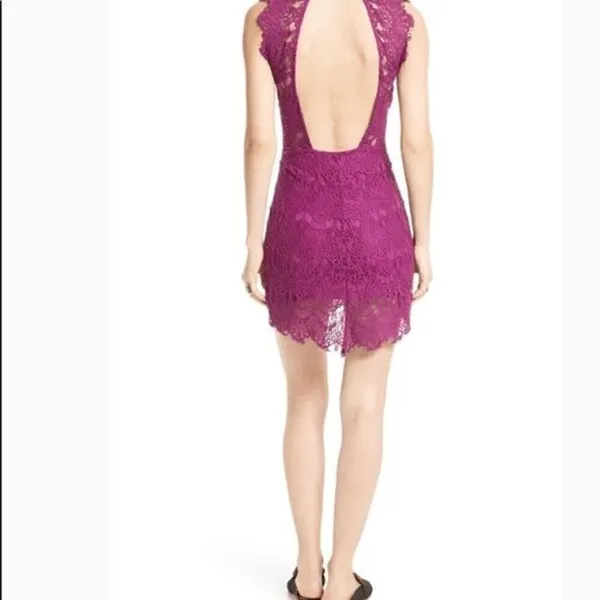 Free People Daydream Lace Magenta Fuchsia Open Back Mini Dress Small - Image 8