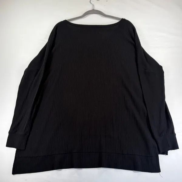 Zenana Outfitters Black Waffle Knit V-Neck High-Low Top XL Minimalist - Image 10