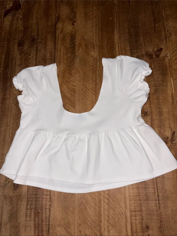 Pacsun White Ruffle Sleeve Peplum Babydoll Top - Image 5