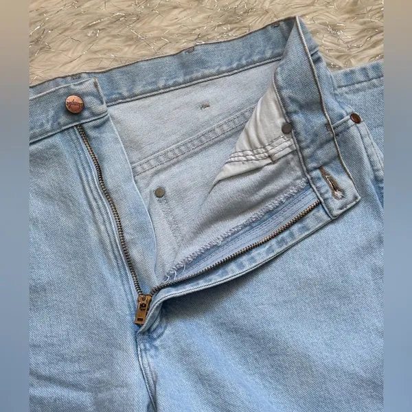 Wrangler sky Blue Women’s Leather Patch Slim Fit Cowboy Jeans Size 13/36 - Image 9