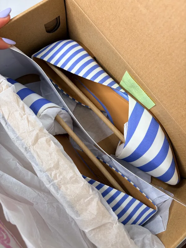 J.Crew Zoe D’Orsay Flats Blue White Stripe Pointed Toe Nautical Preppy Size 6 - Image 2