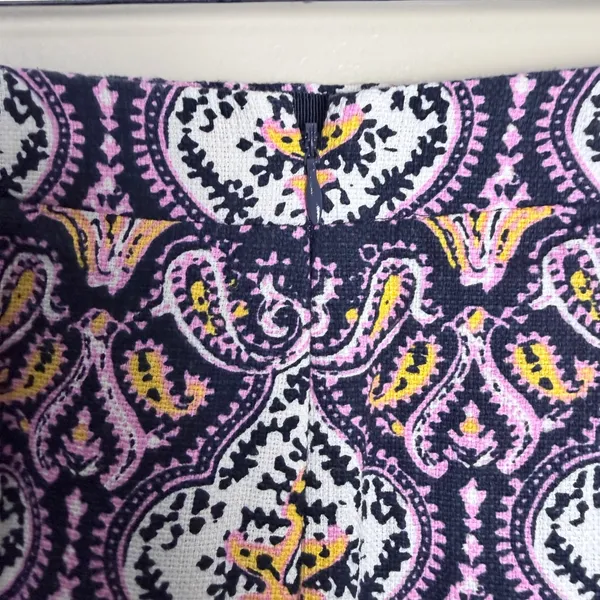 J.Crew Pencil Skirt Boho Paisley Damask Cotton Lined Pink Women Size 0 Cotton - Image 3