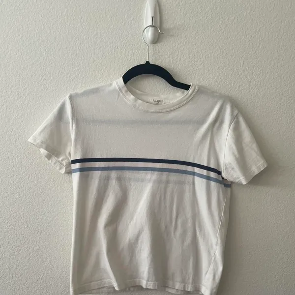 John Galt white and blue striped cotton t-shirt - Image 2