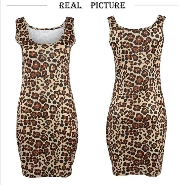 Leopard Print Bodycon Mini Dress NWT Brown Size M - Image 6
