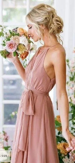 Revelry Rosewood Pink Mauve Eliza Chiffon Bridesmaids Formal Prom Dress - Image 3