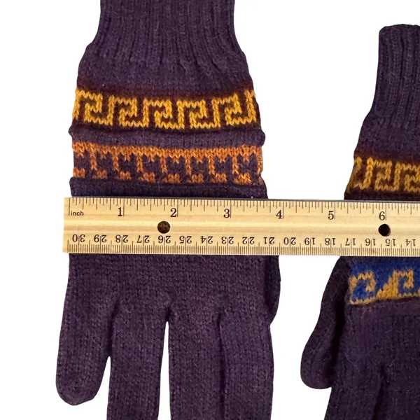 Vtg‎ Alpaca Blend Fair Isle Knit Gloves Purple Boho Cottagecore Winter Southwest - Image 3
