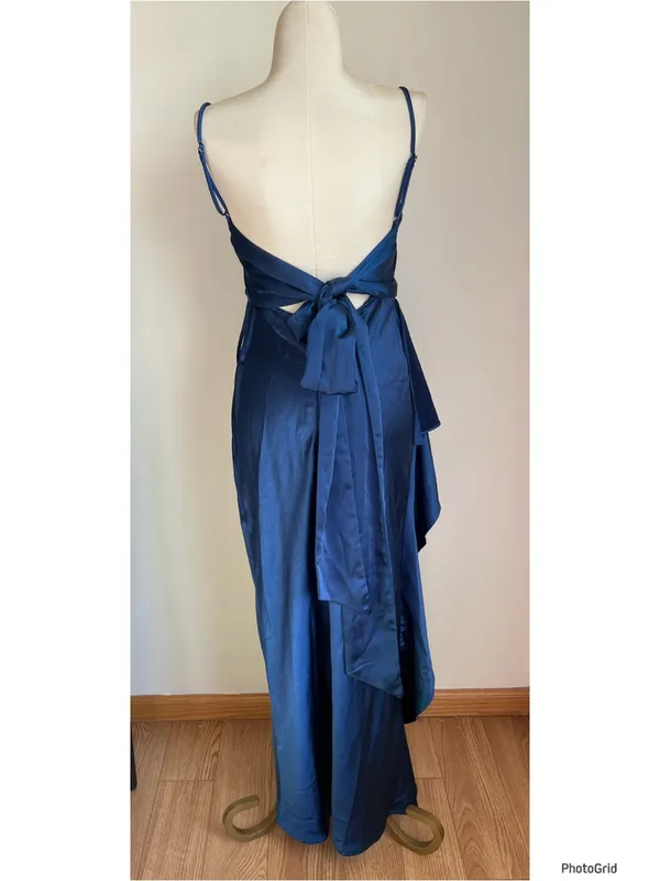 Saints & Secrets Navy Satin Maxi Dress Small - Image 5