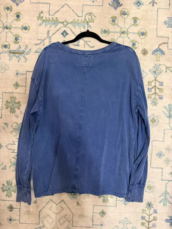 Blue Free People Top Long Sleeve - Image 2