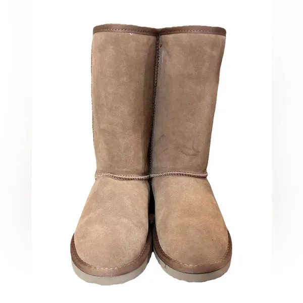 Ausland Women's Snow tall Boots Sz 5.5 US chestnut Fur Lined Winter Sheepskin - Image 5