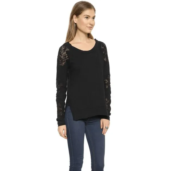Free People Black Lace Outer Sunset Open Back Tunic Long Sleeve Top M - Image 13