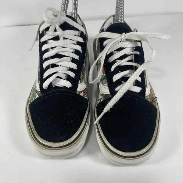 Vans Old Skool Floral Tropical Black Suede Canvas Sneakers Women's 5 / Men's 3.5 - Image 4