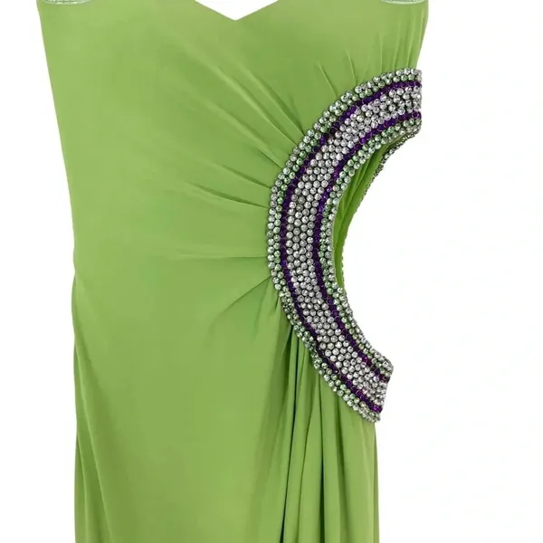 NWT Jasz Dress Strapless Gown Open Side with Rhinestones Bright Green Size 00 - Image 8
