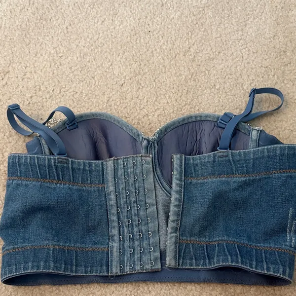 Denim and Silver Embellished Women's Top - Image 2