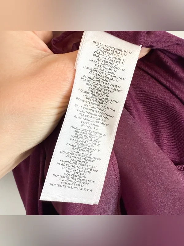 Adrianna Papell High Low Crepe Halter Gown Organza Draping In Cabernet Size‎ 4 - Image 15